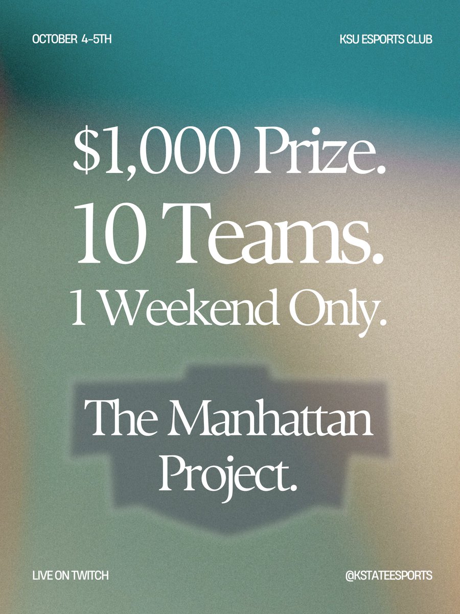 We are hosting our first ever Rainbow Six Siege LAN Event!! This weekend, 10 teams will battle it out for $1,000 at Kansas State University!

You can watch LIVE at twitch.tv/kstateesports