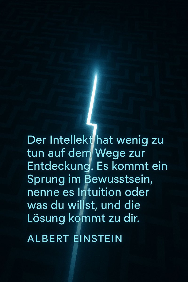 MikaelBergman_'s tweet image. Hör auf, das Problem zu jagen. Sei still, und lass die Antwort dich finden. 💡

„Der Intellekt hat wenig zu tun auf dem Wege zur Entdeckung. Es kommt ein Sprung im Bewusstsein, nenne es Intuition oder was du willst, und die Lösung kommt zu dir.“
— Albert Einstein

#Quantensprung