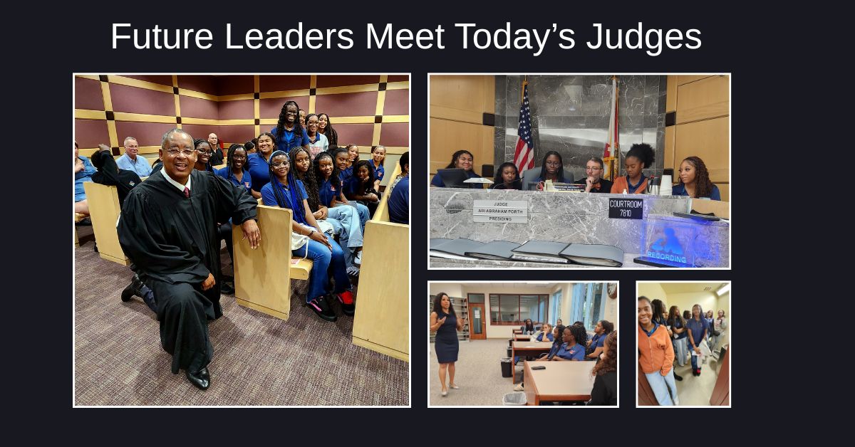A group of Women of Tomorrow students from Park Vista Community HS spent the morning visiting the courtrooms of Judges Elijah H. Williams and Ari Abraham Porth. They gained a firsthand look at justice and saw why courthouses remain important places of learning &amp; accountability.