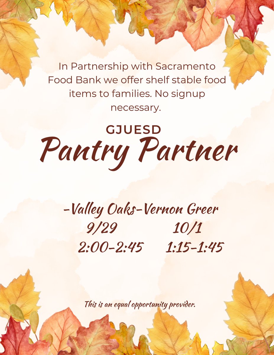 If you missed Monday's Pantry Partner distribution you're in luck... You can find us Tomorrow at:

Vernon E. Greer Elementary from 1:15pm - 1:45pm