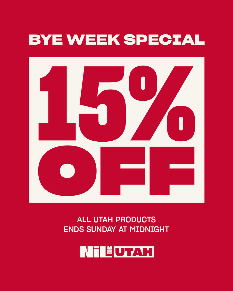 UtahNILStore's tweet image. Bye Week = Buy Week! Utah apparel is 15% off through Sunday! 

Shop and support your favorite Utah athletes in style, with merch that directly supports them. Shop on the NIL Store!