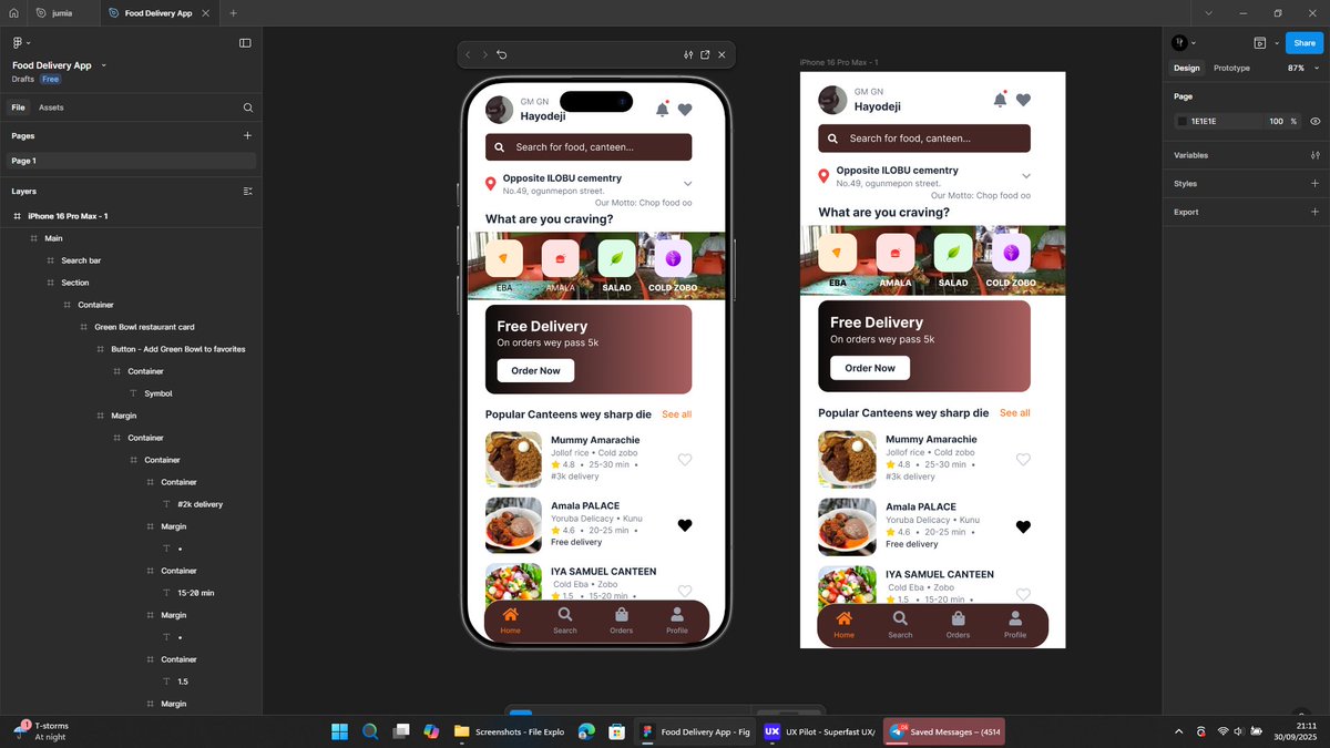 hayodejiii's tweet image. Day 14/30 of learning how to use FIGMA #UIUX #Mobileapplication #fooddelivery

As stated yesterday, i am currently working on a food delivery design