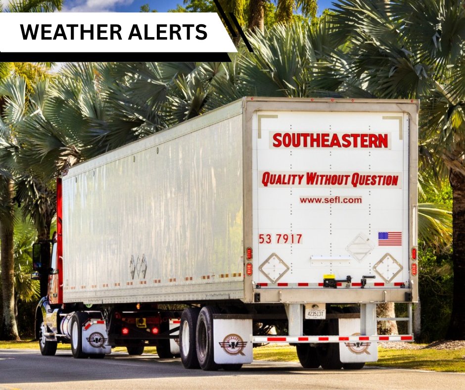 Hurricane Season Preparedness 🌪️

Weather impacts can change quickly, stay informed with SEFL Weather Alerts.

Sign up today to receive updates and track how storms may affect operations in your area.

sefl.com/seflWebsite/ne… #SEFL #LTL #trucking