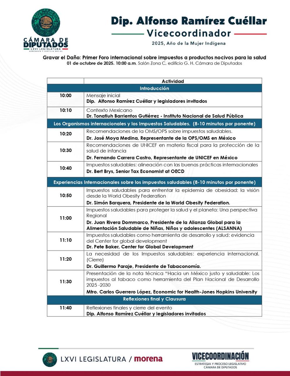 Contrapesomx's tweet photo. Foro Internacional sobre Impuestos a Productos Nocivos para la Salud
📌 Aparta la fecha y participa.

🗓️ 1 de octubre
🕒 10:00 AM
🔴 Síguelo en vivo a través de las redes sociales de la Cámara de Diputados. https://t.co/nTDuOmOxwz