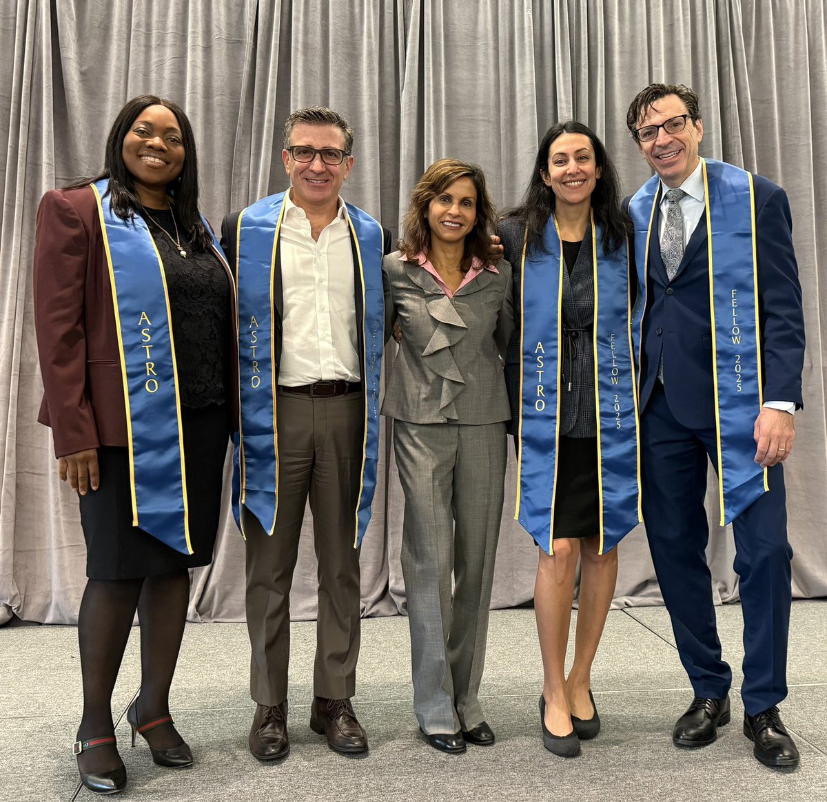 Superwoman and incoming ASTRO president <a href="/NehaVapiwala/">Neha Vapiwala</a> pictured here with 4 of her former residents who she supervised when residency program director at <a href="/PennRadOnc/">Penn Radiation Oncology Residency</a>. #ASTRO25