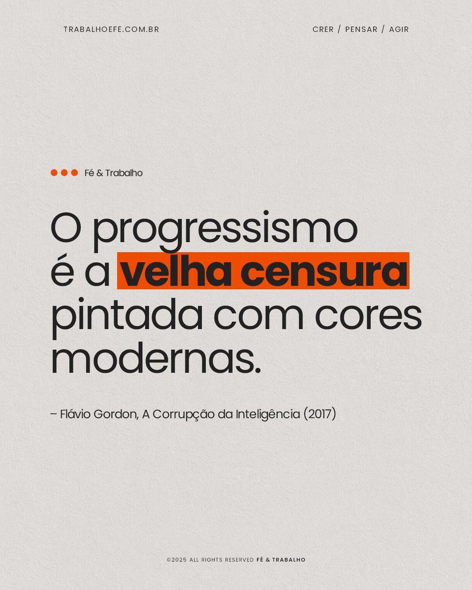 FeTrabalho1's tweet image. Gordon analisa como a esquerda cultural reinventa mecanismos de opressão.

–

#frasedodia #progressismo #censura #cultura