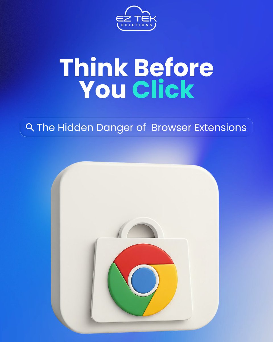 eztek_solutions's tweet image. That Chrome extension you just added could be a hacker’s backdoor.

Malicious extensions can:
🔹 Steal passwords &amp;amp; client data
🔹 Hijack your searches
🔹 Flood you with pop-ups
🔹 Install hidden malware
For law firms &amp;amp; small businesses, one careless click can cost everything.