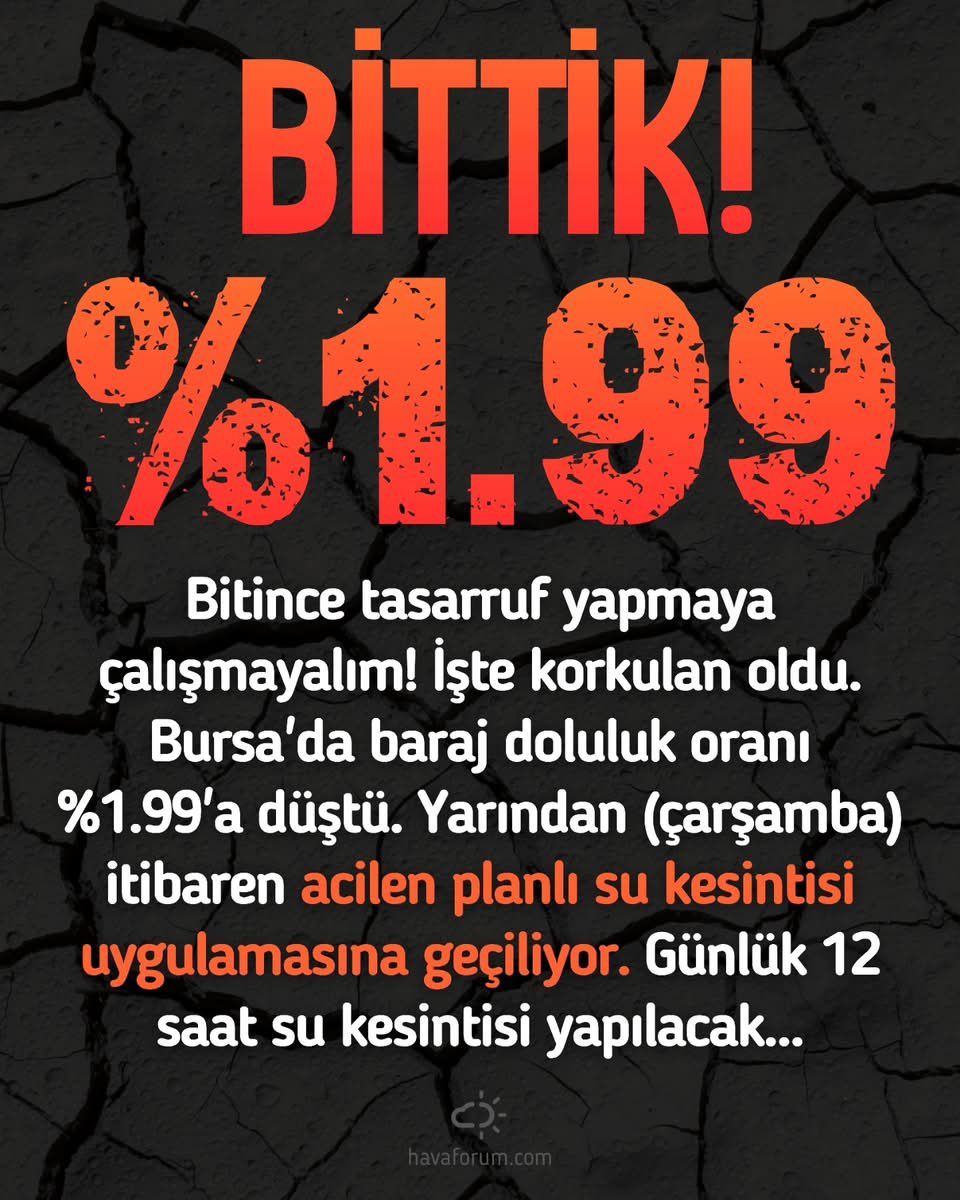 OmerMer96829907's tweet photo. Millet ile aleni bir şekilde alay ediyorlar.Her tarafi su olan Bursa da su bitmiş https://t.co/yqJXSyLtvx mu bitiyor yoksa akılmı bitiyor.insanoğlu yalan algılarla yönetiliyor yoksa  Bursa da suyun bitmesi mümkün değildir.Bursa dört tarafı suyla çevrili ve su bitiyormuş öylemi https://t.co/CNCOQNme7J