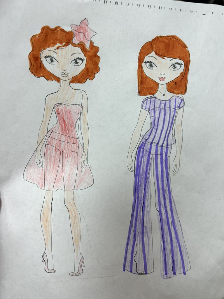 Fashion design club started today!! The design challenge was to create two outfits: formal and casual. Look at these creative designers! <a href="/LISShines/">LIS Shines</a>