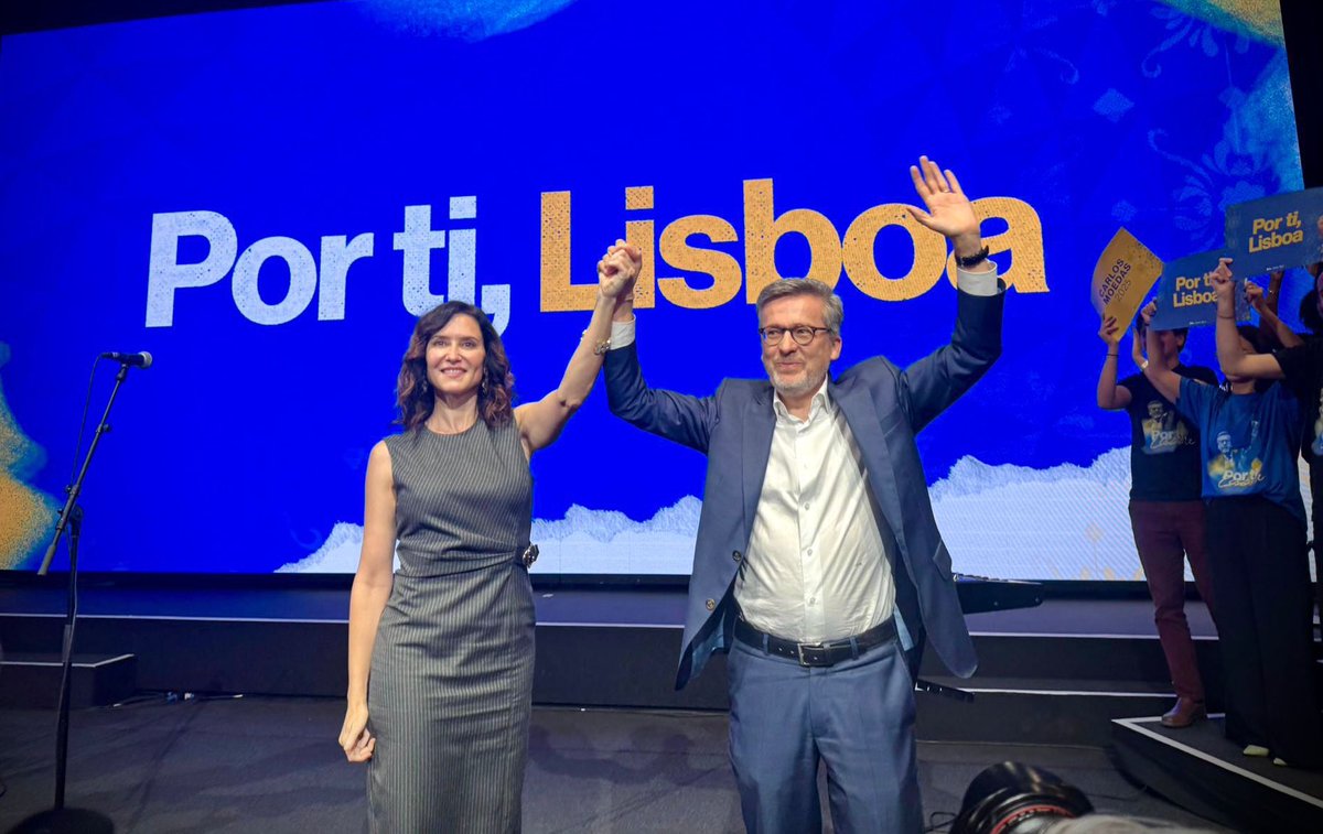 Isabel Díaz Ayuso (@idiazayuso) on Twitter photo Apoyo a <a href="/Moedas/">Carlos Moedas</a> en su campaña a la reelección como alcalde de Lisboa.
Está haciendo un gran trabajo y deseo todo lo mejor para el alcalde de la capital de nuestra querida Portugal.
Ganas de libertad. Apoyo a <a href="/Moedas/">Carlos Moedas</a> en su campaña a la reelección como alcalde de Lisboa.
Está haciendo un gran trabajo y deseo todo lo mejor para el alcalde de la capital de nuestra querida Portugal.
Ganas de libertad.