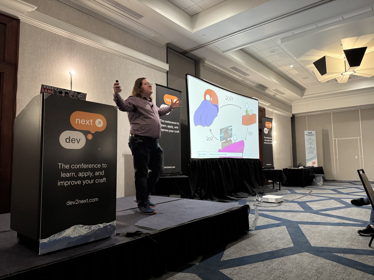 dev2next's tweet image. Survival isn’t about holding on—it’s about understanding your brain. 🧠
Arthur Doler’s inspiring keynote at #dev2next, Survival Under Fire, showed how to stay whole during adversity and prepare for the next challenge.
Photos from the keynote below!
#Resilience #WellBeing