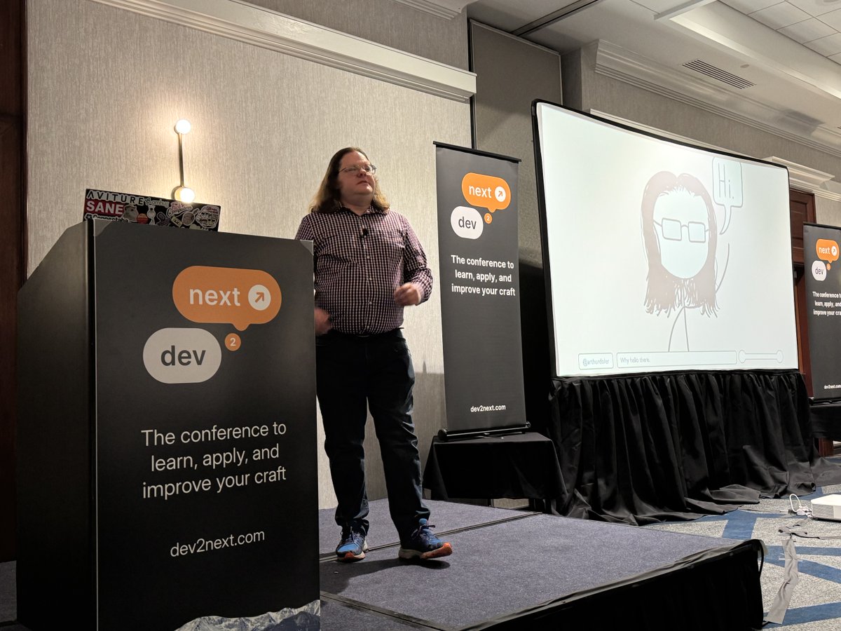 dev2next's tweet image. Survival isn’t about holding on—it’s about understanding your brain. 🧠
Arthur Doler’s inspiring keynote at #dev2next, Survival Under Fire, showed how to stay whole during adversity and prepare for the next challenge.
Photos from the keynote below!
#Resilience #WellBeing