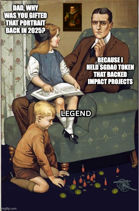 thepipegdao's tweet photo. Dad, why were you gifted that legendary portrait in 2025?  
Because I held $GDAO and backed real-world impact.

🪙 Patron Portraits = Proof of Patronage  
🎨 2 per day, token-gated  
🚀 Mintable in 2026  

Join the waitlist:  
https://t.co/5QV4pyy3F9  
#linebreak  
#ImpactFi #G… https://t.co/pcyePtZjYj