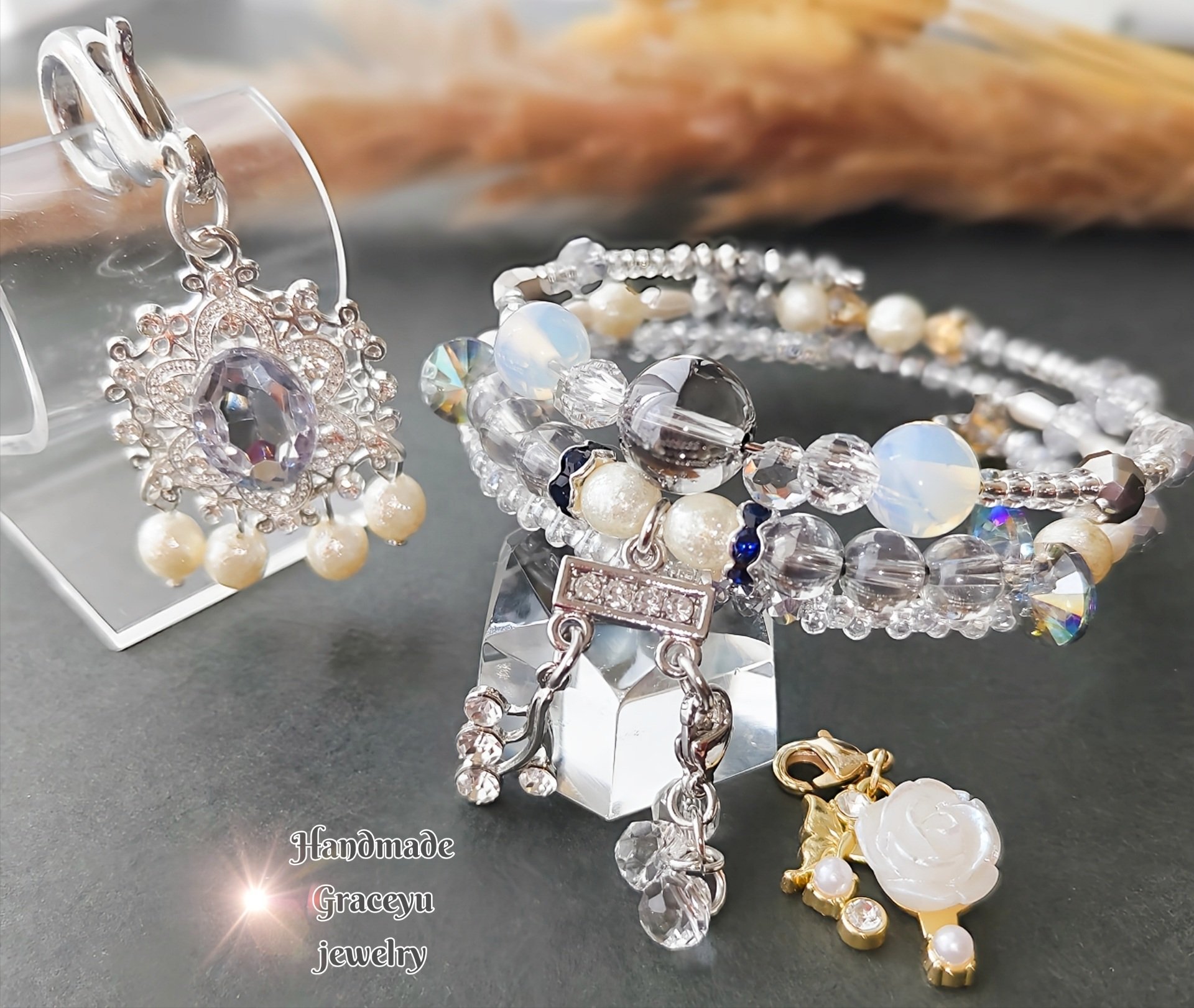 Graceyujewelry🍀 天然石コイルブレスレット✢ ハンドメイド
