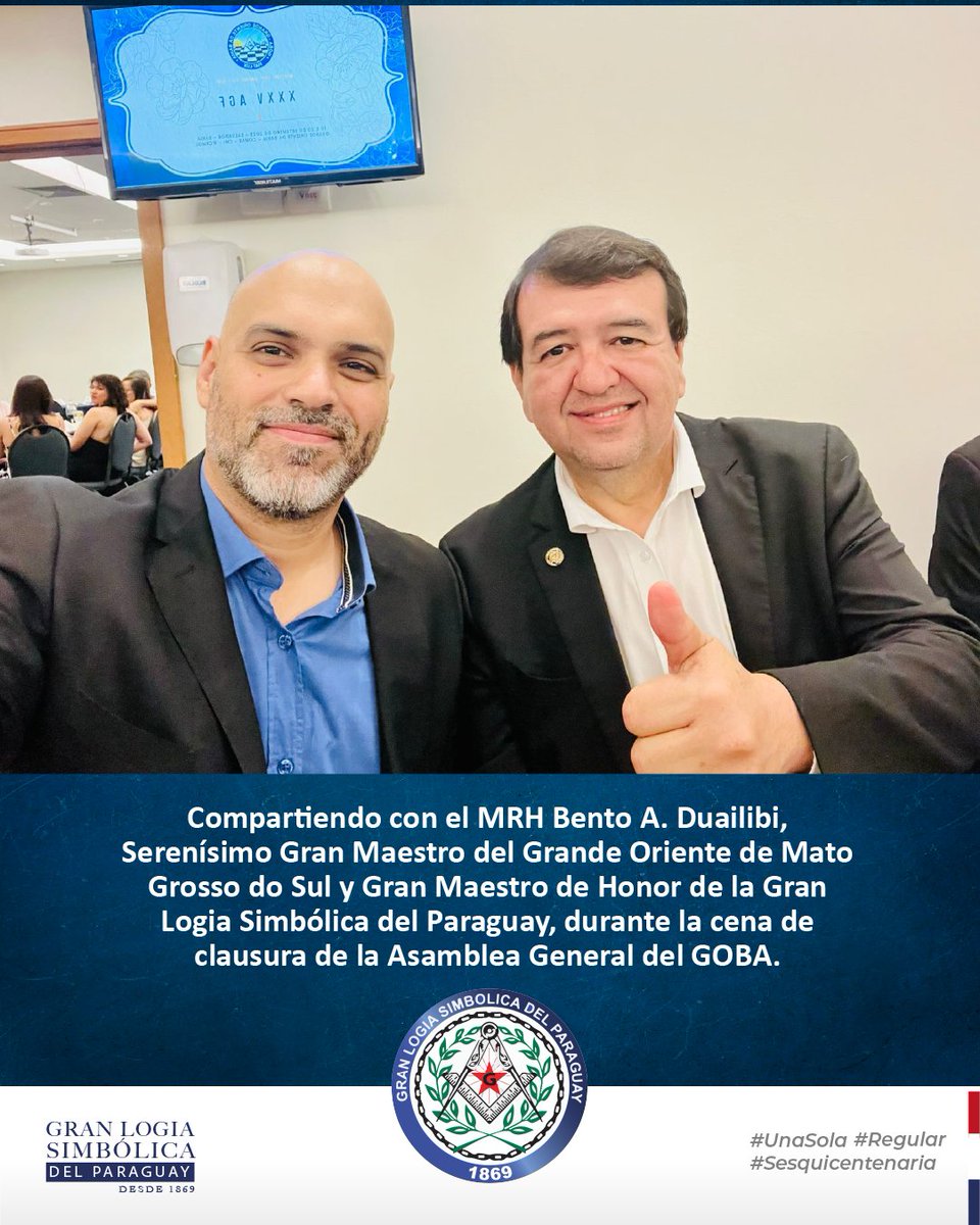 🌎 La Gran Logia Simbólica del Paraguay estuvo presente en la Asamblea General Anual del Gran Oriente de Bahia (GOBA), realizada en la ciudad de Salvador-Bahia, a través de una invitación especial del MRH Cassiano Lopes Moreno, Past Gran Maestro del Gran Oriente de Bahia y actual