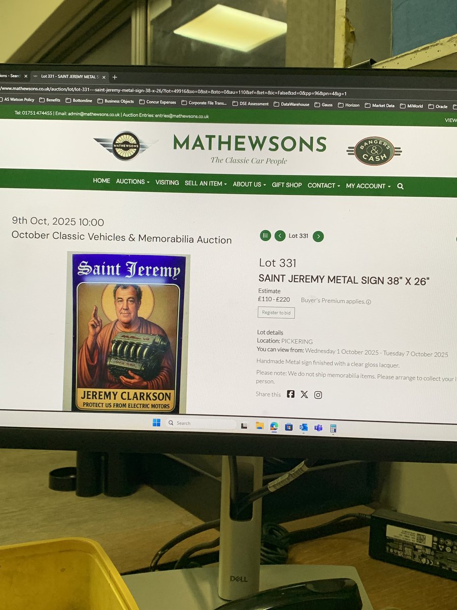 Spotted on Mathewsons website.  Tempted <a href="/JeremyClarkson/">Jeremy Clarkson</a>?  Or should <a href="/RichardHammond/">Richard Hammond</a> put it up in his office 🤣