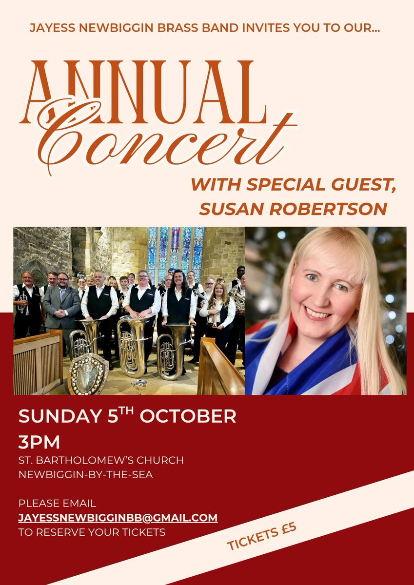 There are limited tickets left for the <a href="/JayessNewbiggin/">Jayess Newbiggin Brass Band</a> concert this weekend!  Get in touch to reserve your tickets now 🙂

<a href="/NCEA_GD_Primary/">NCEA Grace Darling C of E Primary School</a> <a href="/NCEA_Bishops/">NCEAT Bishop’s Primary School ( formerly JBP)</a> <a href="/NCEA_JamesKnott/">NCEA James Knott C of E Primary School</a> <a href="/NCEA_Warkworth/">NCEA Warkworth Primary</a> <a href="/NCEA_TB_Primary/">NCEA Thomas Bewick C of E Primary School</a> <a href="/NCEA_WL_Primary/">NCEA William Leech C of E Primary</a> <a href="/NCEA_HH_Primary/">NCEA Harry Hotspur C of E Primary School</a> <a href="/DukesMusic1/">Duke’s Music</a> <a href="/NCEAChaplain/">NCEA Chaplain</a>