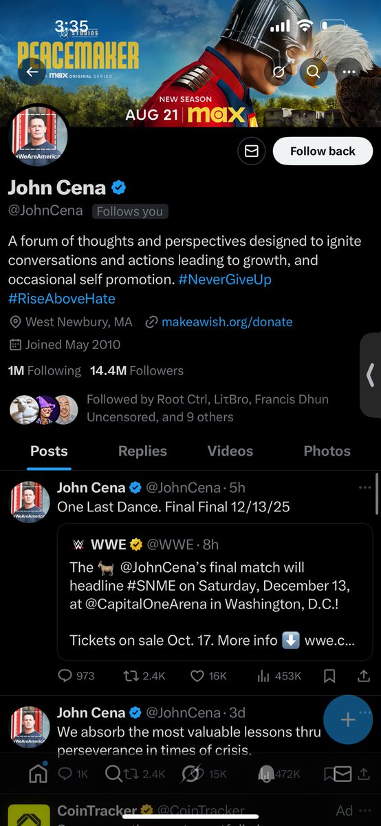 CreatorFinanceX's tweet image. Yo why does John cena follow me??!😭
