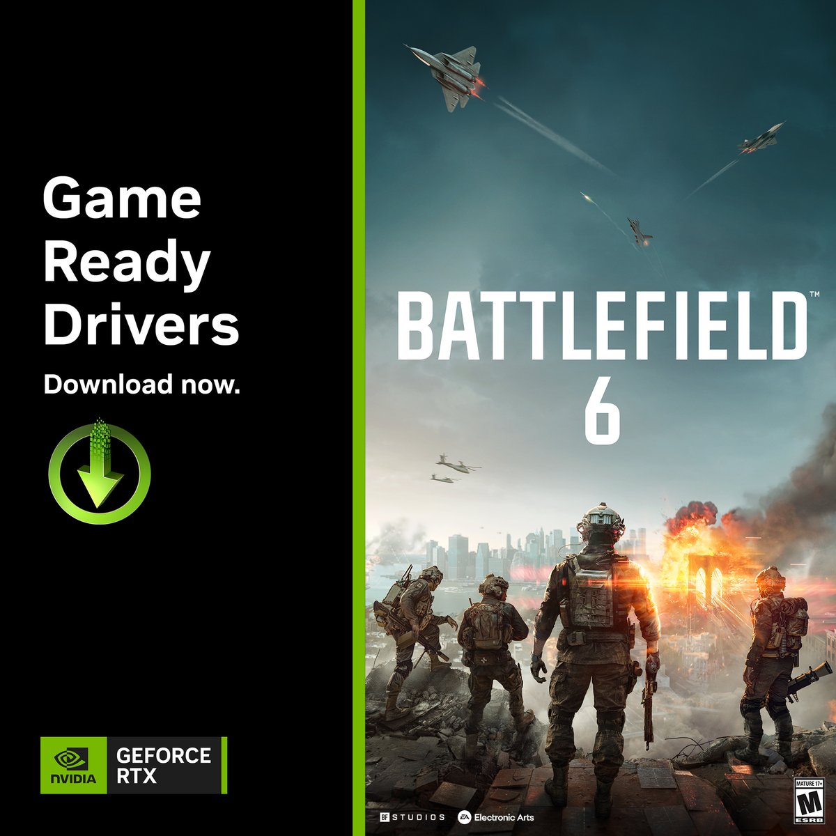 NVIDIAGeForceBR's tweet image. ⚠️ ALERTA DE DRIVER NOVO⚠️

Baixe o mais recente GeForce Game Ready Driver para a melhor experiência em Battlefield 6 com DLSS 4 com Multi Frame Generation e Reflex, disponível em 10 de outubro. ⏬ nvda.ws/4nwxWD3
