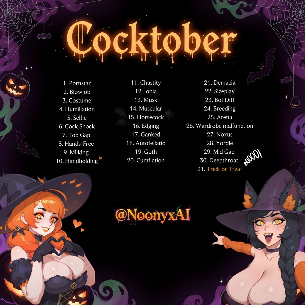 NoonyxAI's tweet photo. 🎃 It’s that time again... Cocktober 2025 🎃👻

 31 days of spooky surpises~
👉 Follow & stay tuned so you don’t miss a drop !