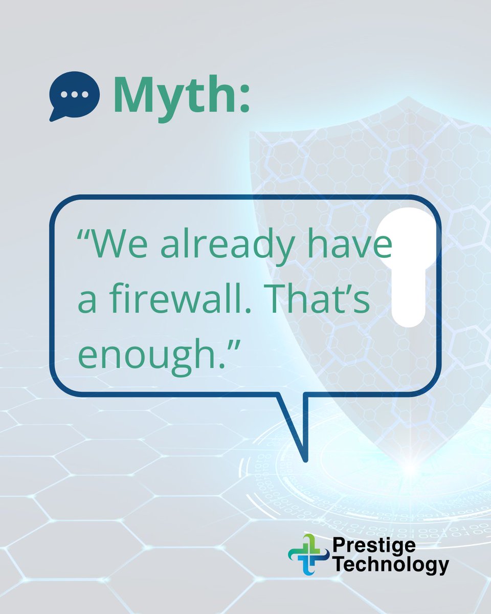 PrestigeTechSys's tweet image. 🔒 Myth vs Reality: Firewalls

💭 Myth: “We have a firewall. That’s enough.”
⚡ Reality: Firewalls only see so much. Zero-days, insiders, and stolen creds walk right through.
✅ True security = layers + 24/7 monitoring.

🔐 Free network assessment:
🛡️ prestigesystems.com/network-assess…