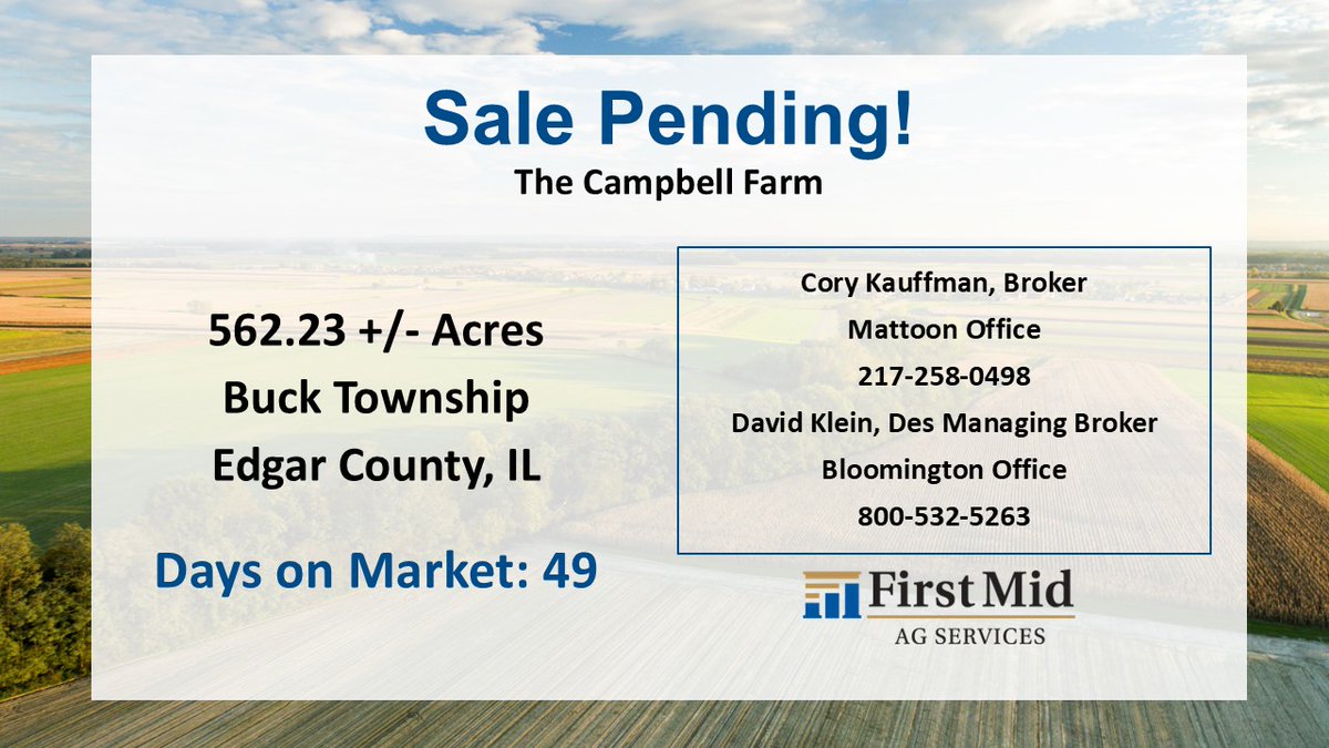 Big East-central Illinois farm west of Paris, IL is under contract!  Call Cory Kauffman in our Mattoon, IL office if you are looking to sell or buy farmland in this region of the state!