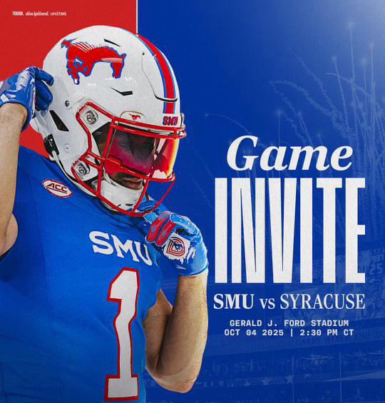 I will be at <a href="/SMUFB/">SMU Football</a> this weekend. Thank you for the invite <a href="/rhettlashlee/">Rhett Lashlee</a> <a href="/CoachMoCrum/">Maurice C. Crum Jr.</a> <a href="/coachsymons/">Scott Symons</a> 
<a href="/jaxon_rose8/">Jaxon Rose</a> x <a href="/NatlPlaymkrsAca/">NatlPlaymkersAcademy</a> x <a href="/npatexas1/">npatexas</a> x <a href="/footfireinc_20/">Foot Fire Inc. 🇲🇦🇺🇸</a> x <a href="/coachupton43/">Coach Upton</a> 
<a href="/sstephens21/">Shaun Stephens</a> <a href="/DonnieBaggs_/">#HCville</a> <a href="/soneworleansbra/">Coach Lewis 🏈🥎💯</a> <a href="/spxfootball2025/">SPXFOOTBALL2025</a> <a href="/tapps247/">TAPPS 24/7 Football</a> <a href="/TXTopTalent/">TX TOP TALENT</a> <a href="/TXPSMedia/">Texas Private School Media</a>