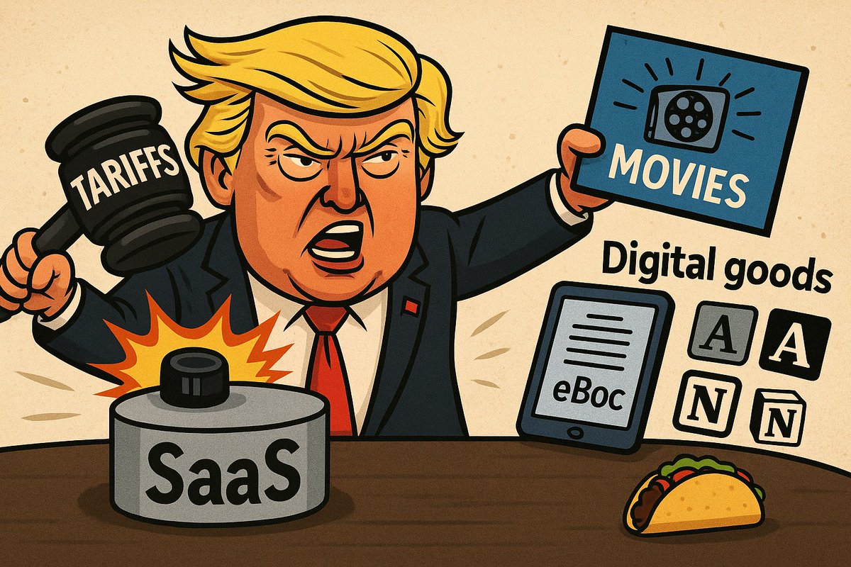 rahulgwebdev's tweet image. This will smack every SaaS companies, SaaS founders, etsy seller and digital nomad straight in the API.

Trump just opened a new front: digital intellectual property is now fair game for tariffs, starting with movies.

And guess what? The rest of the world just got the greenlight…