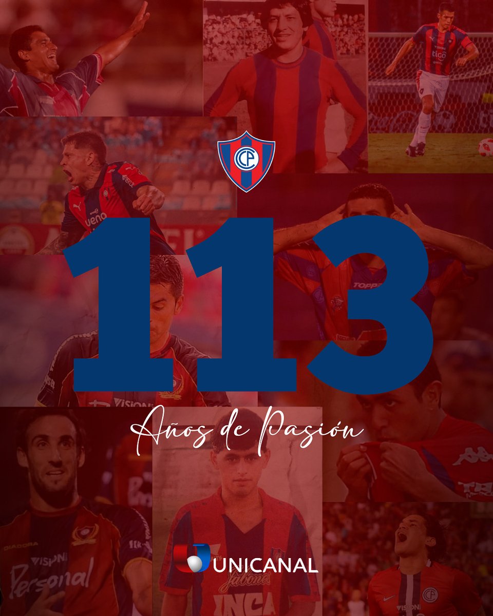 Unicanal's tweet photo. 🌪️¡Feliz aniversario 113 al Ciclón del fútbol paraguayo!

🔴🔵Un día como hoy, pero de 1912, se fundaba el Club Cerro Porteño, símbolo de pasión y garra en Paraguay.

👉🏻Con innumerables títulos nacionales en su palmarés y una hinchada que trasciende generaciones, el Ciclón sigue siendo un emblema de lucha, identidad y gloria en el fútbol paraguayo.

#Unicanal