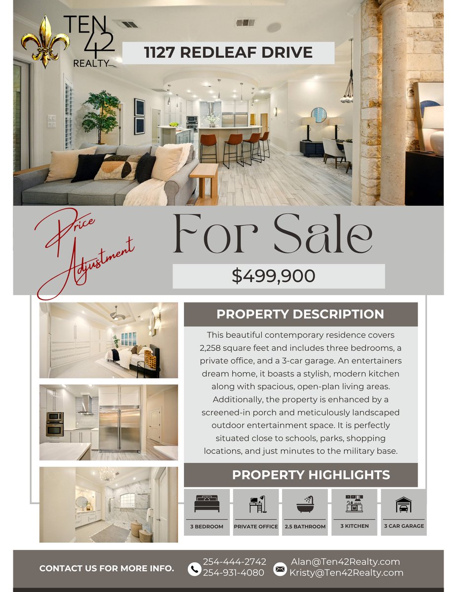 AlanHRealtor's tweet photo. Fully remodeled in 2022 home in gated Bella Charca!
1127 Redleaf Dr, Nolanville, TX 76559
This is an entertainer's dream, featuring 3 bedrooms, a private office, 2.5 bathrooms, and a 3-car garage.
Call today for a private showing! 254-444-2742
https://t.co/SFFzRQqzp2... https://t.co/EPLz6w1kf6