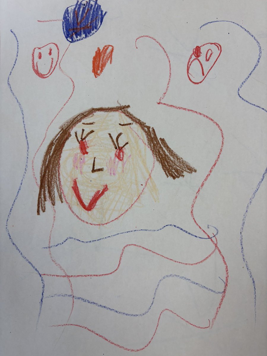 MsKteachK's tweet image. The kinders were so excited about @UVAFootball’s win - one even drew me this amazing pic (and she remembered the “winning score” was 46!) The other pic is me and all my emotions while watching the game 😂 #GoHoos