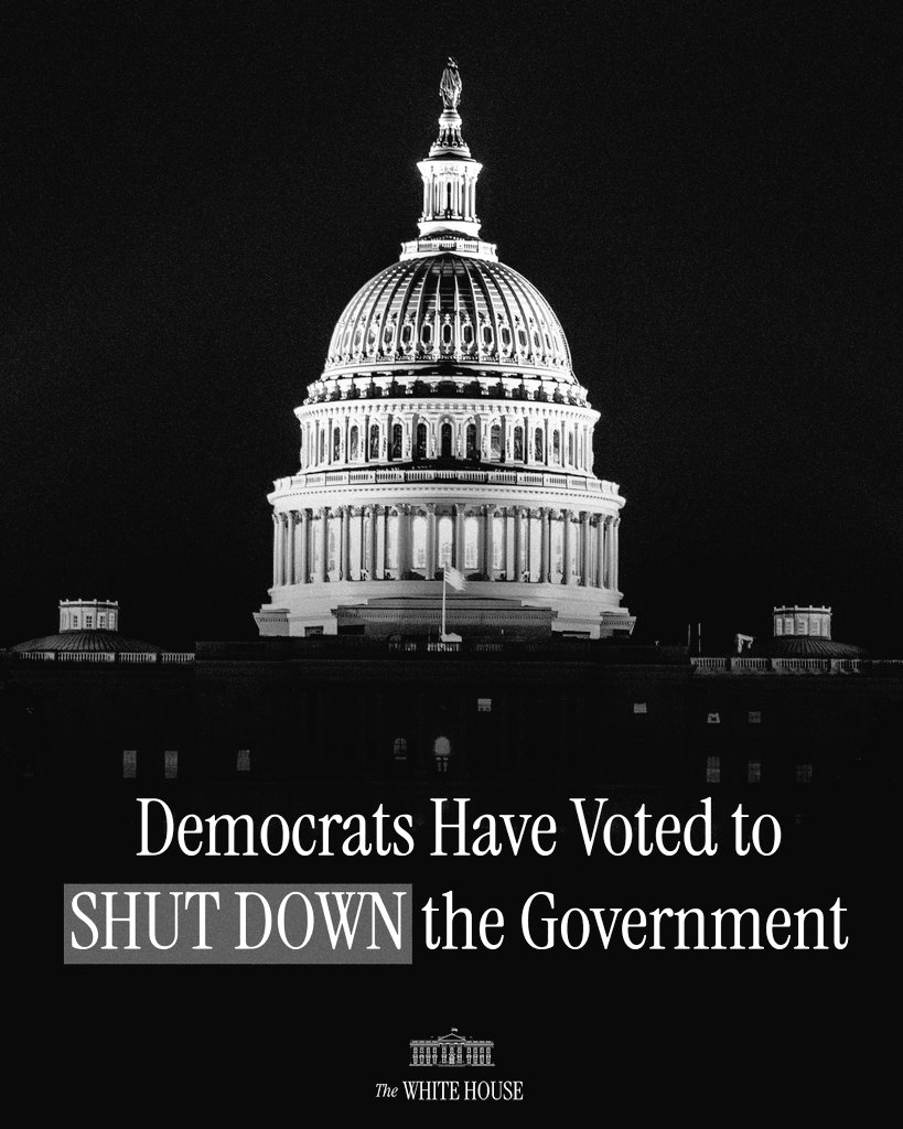 thonyprime's tweet photo. 💹📊 Gov #shutdown is imminent.

 That means 750k workers furloughed/day, $400M in lost pay, and the first shutdown since 2018.

Markets usually recover fine (S&P ended higher after every shutdown since ’95). But short-term? Expect chaos, VIX shorts at 2022 highs, data releases paused, traders flying blind.

#GOLD is ripping (+45% YTD, best since ’79). USD is tanking (worst year since ’73). The playbook is clear: more deficit spending, Fed cuts, stagflation → people pile into hard assets.

For crypto this is a double-edged sword:

#BTC/#ETH could get whippy without macro data.

SEC/CFTC grind to a halt = ETF decisions & regs delayed… but lawsuits too.

Weak dollar + gold ATH = Bitcoin’s “digital gold” story gets louder.

Shutdowns don’t kill markets. They test patience, spark volatility, and push capital into things that don’t shut down.

That’s where $crypto shines.