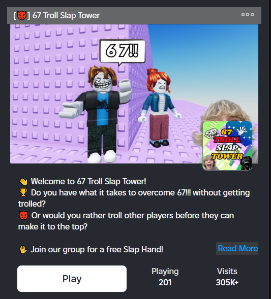Seeing first success with my new game with ads and has not even hit the home recommendation 🙏

I have a feeling this game will hit 1k+ ccu

Thank you 67 kid!