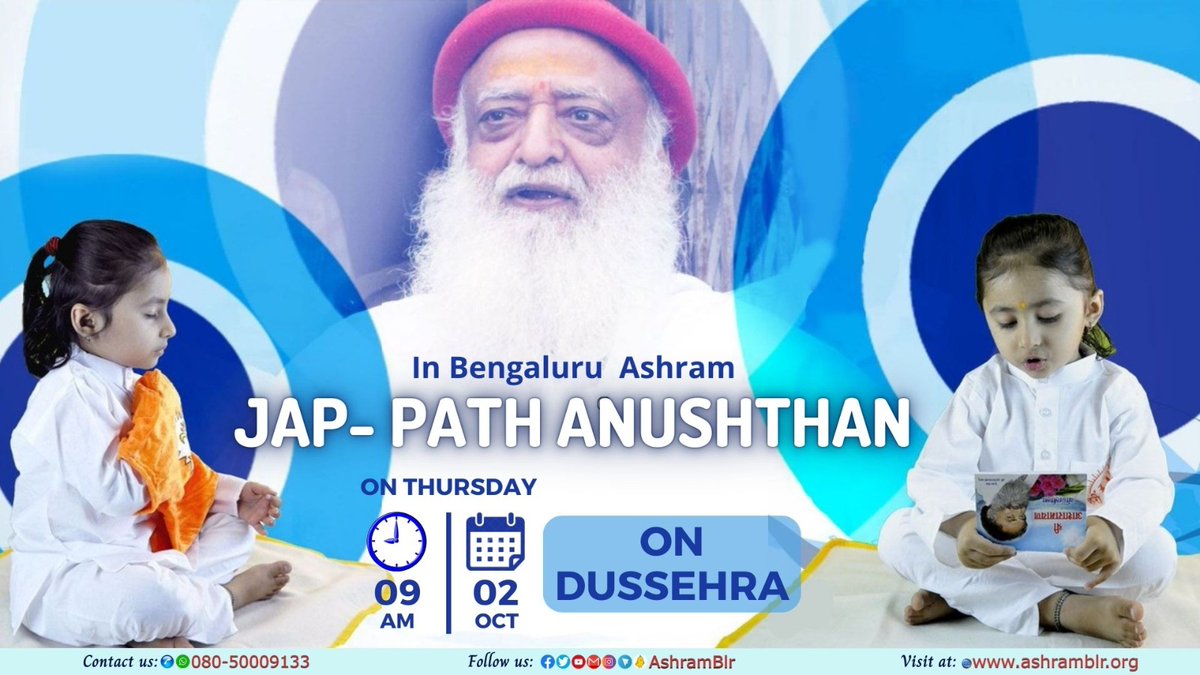 This #Dussehra brings a rare #दुर्लभ_योग, making it a divine time for Jap- Path &amp; Anushthan.

Join us on Oct. 2nd, 2025, at #AshramBlr, for a special spiritual gathering.

Experience collective sadhana for peace &amp; upliftment.
Burn inner Ravana &amp; awaken wisdom, devotion &amp; light.