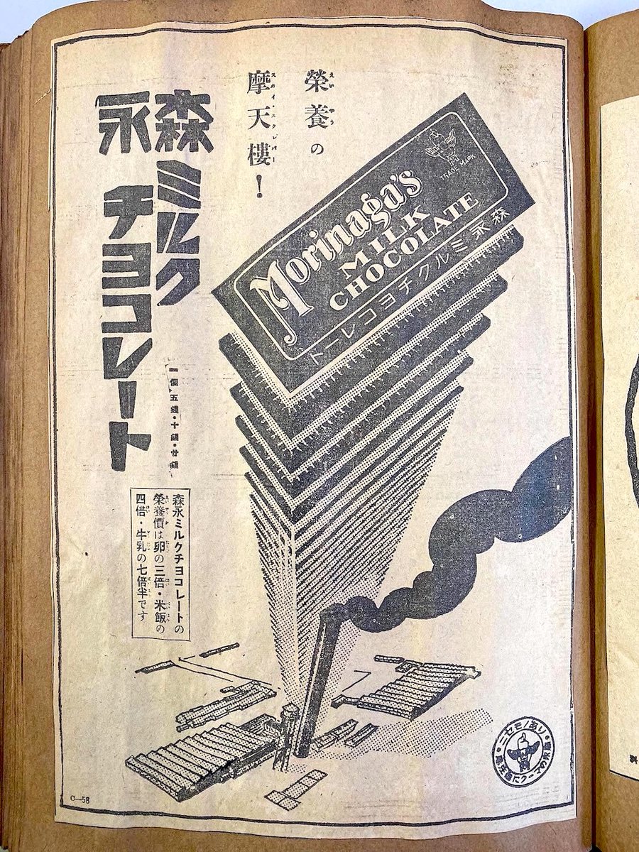 昭和初期の新聞広告「森永ミルクチョコレート」 大正7年(1918)に発売