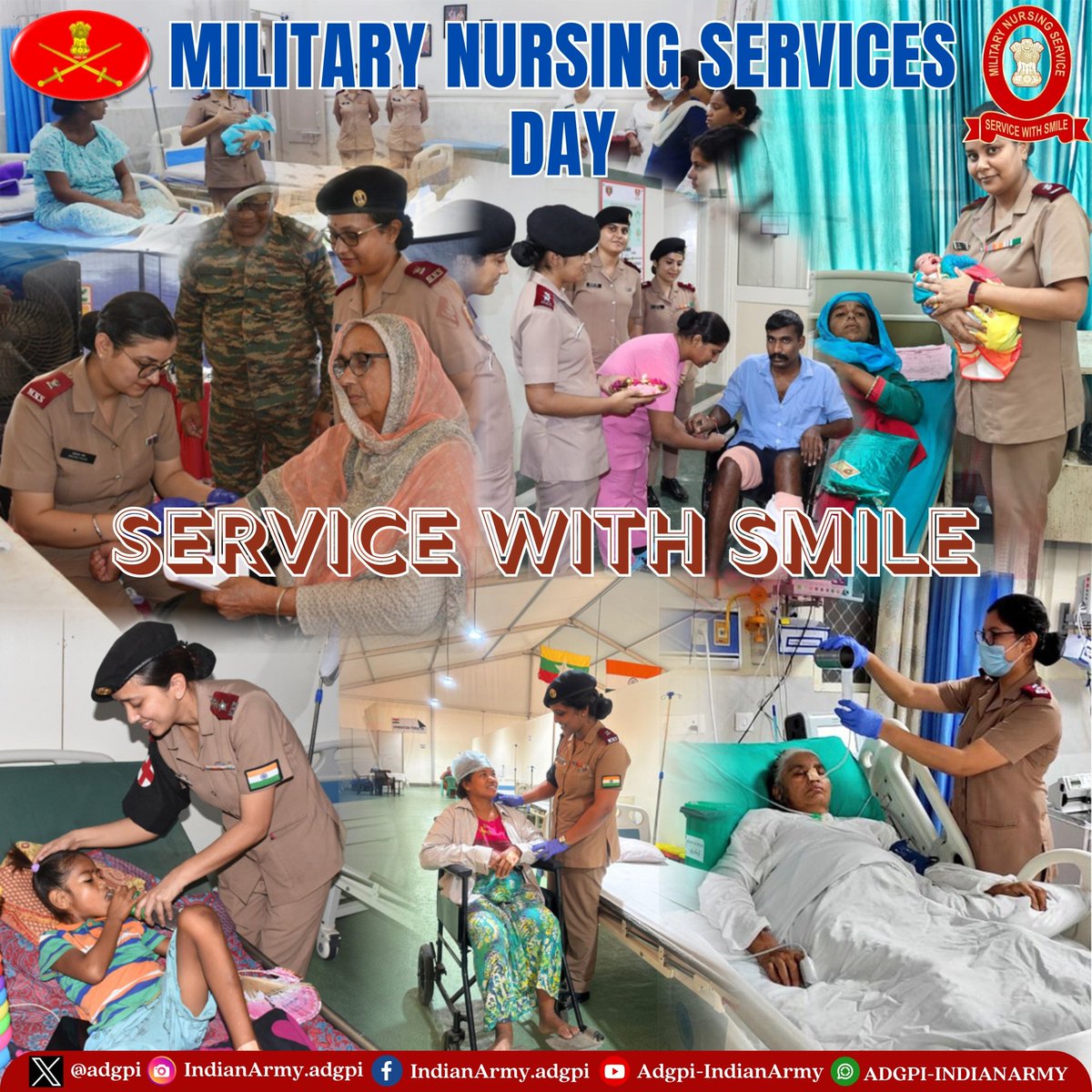 adgpi's tweet image. #GeneralUpendraDwivedi #COAS and All Ranks of #IndianArmy convey best wishes to All Ranks, #Veterans &amp;amp; Families of Military Nursing Service #MNS on the occasion of  #MNS Day.

#IndianArmy