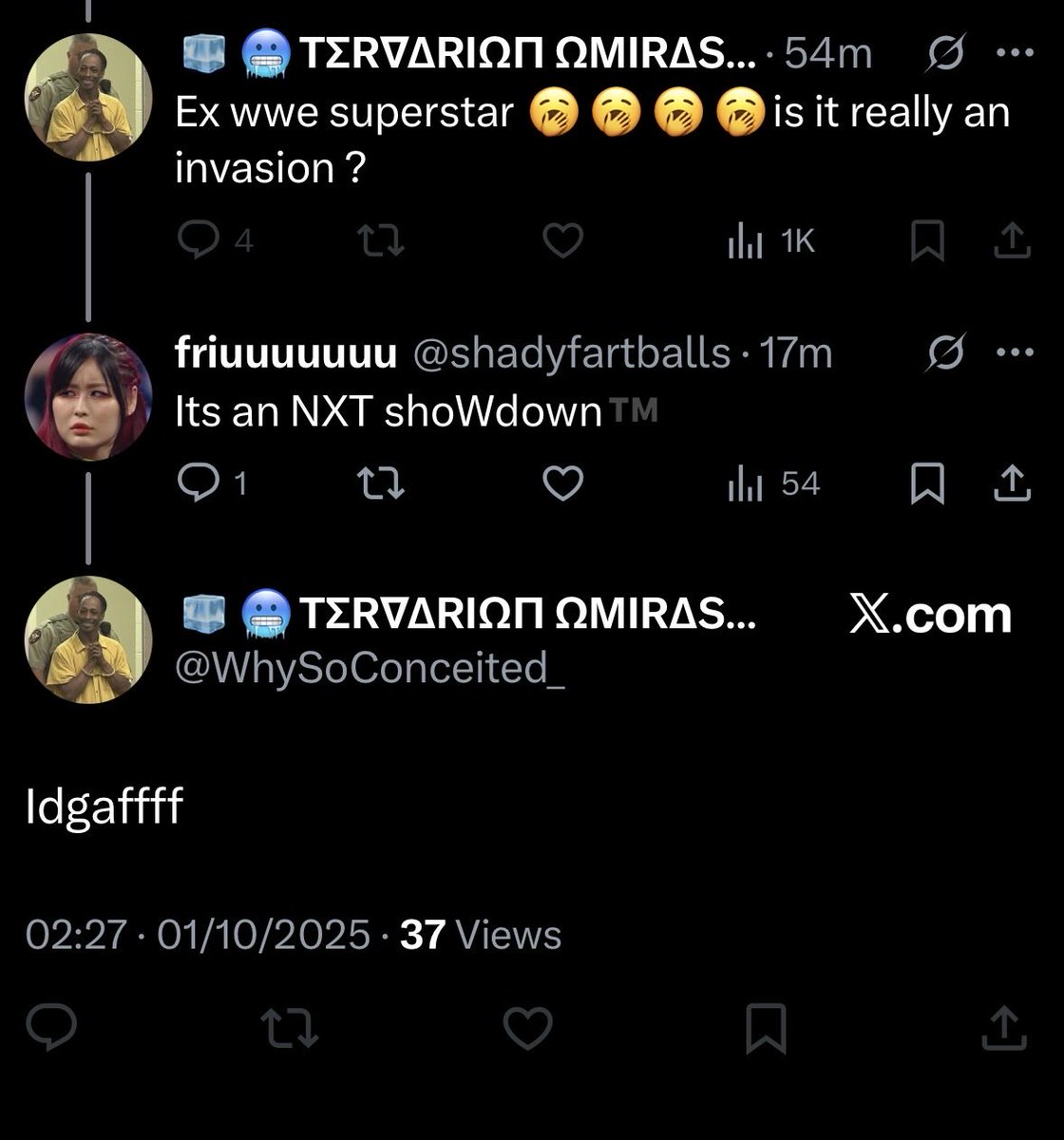 🐱 blocked me because i made a joke about the NXT x TNA event name. WTF????