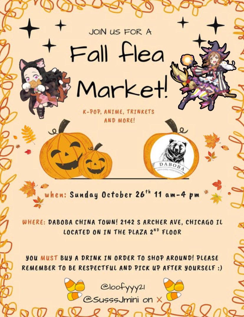 SusssJmini's tweet photo. Me and @loofyyy21 are hosting a Flea Market this month and are currently LOOKING FOR 5 VENDORS!!🧡🧡 Click in the link down below!👇✨
-
Vendor Link: https://t.co/Vy5q3ciP0O https://t.co/lPBJbYc0vv