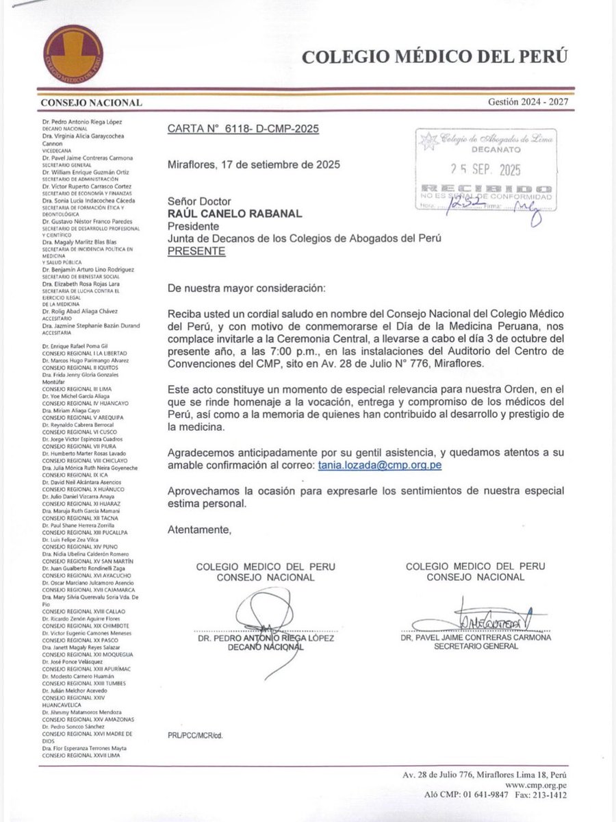 JUDECAP_OFICIAL's tweet image. 📢 #NotaInstitucional | CAL SALUDA AL COLEGIO MÉDICO DEL PERÚ Y AGRADECE LA INVITACIÓN AL DECANO RAÚL CANELO EN SU CALIDAD DE PRESIDENTE DE LA JUDECAP

facebook.com/share/p/1B2Vk7…
