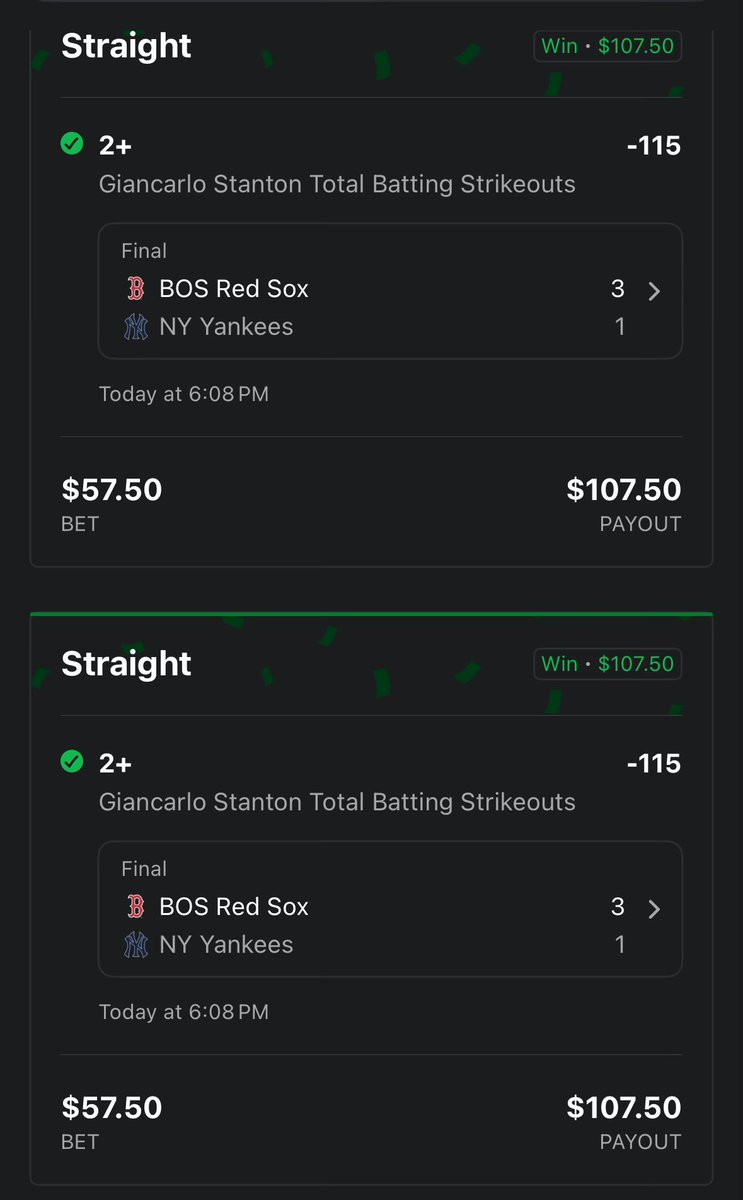 Another collab <a href="/NicLarsonGB/">NicLarson13</a> ⚾️ 
Another winner ✅ 

Aroldis shaky in the 9th. Allows 3 straight singles. Bases loaded.

Stanton high leverage. Never in doubt. K’d.

So good that I hit it twice ✌️