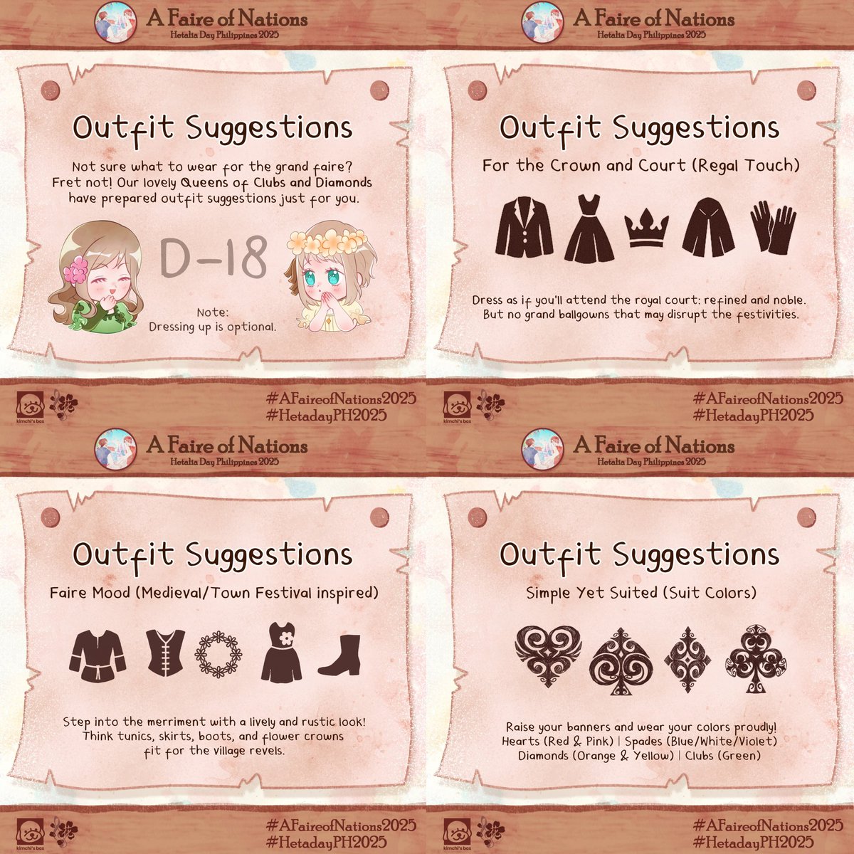 HetaDayPH's tweet photo. The month of nations is upon us! 

October has finally arrived, and with it, the call to gather once more! 

Have you thought of what you’ll wear to the Faire yet?

 𝙉𝙤𝙩𝙚: 𝘿𝙧𝙚𝙨𝙨𝙞𝙣𝙜 𝙪𝙥 𝙞𝙨 𝙤𝙥𝙩𝙞𝙤𝙣𝙖𝙡. 

#AFaireofNations2025 #HetadayPH2025 https://t.co/p0sxaBBvFA
