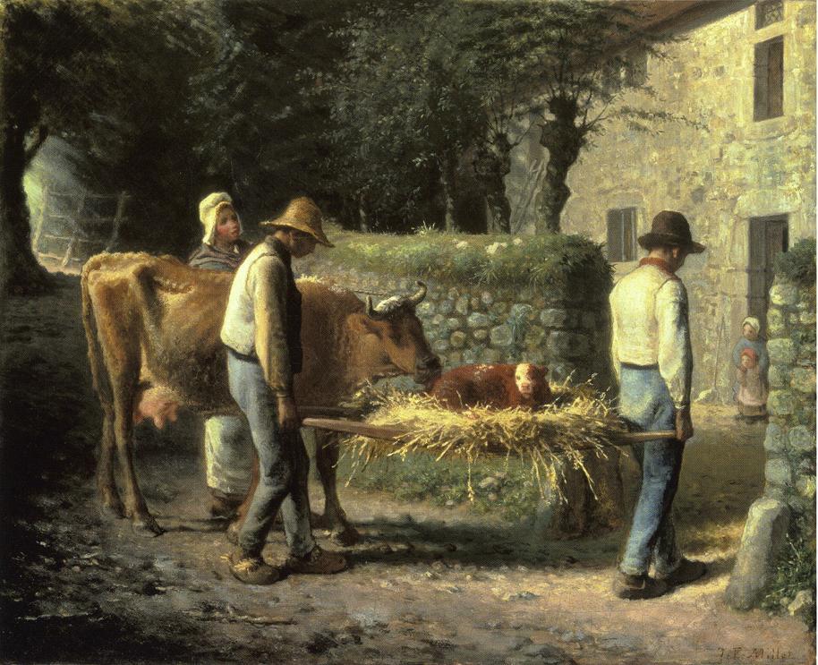 Peasants Bringing Home a Calf Born in the Fields #artbots #millet