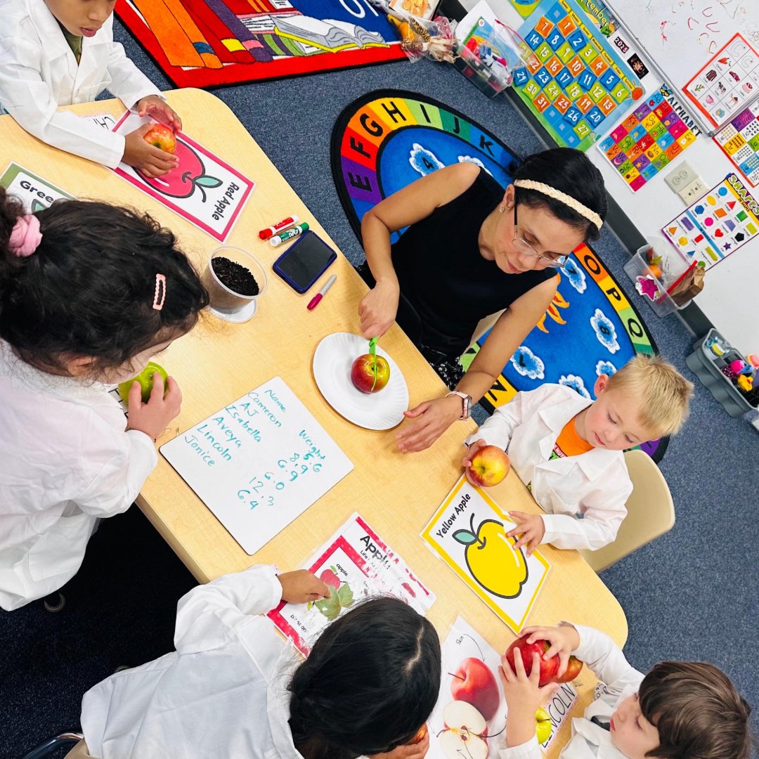 ie_stem's tweet image. Fall Harvest & Apples Week is keeping us busy!
Our little learners explored a sensory bin of colorful leaves & apples, weighed apples, talked about their life cycle, and even collected leaves on a nature walk!
#PreschoolFun #FallLearning