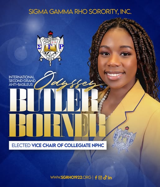 SGRhoChicago's tweet image. Congratulations to International 2nd Grand Anti-Basileus Odyssey Butler-Borner on her new appointment for the NPHC! #onesigma #nphc #sigmagammarho #sgrho #sgrho1922