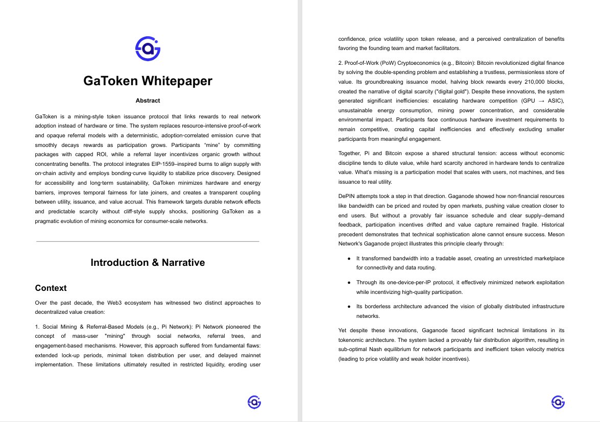 GaTokenOfficial's tweet photo. The wait is over ⏳ 

GaToken’s Official Whitepaper is complete and everything is ready for tomorrow’s launch! 

🚀 Get ready to witness the next evolution of mining economics.

#GaToken #Web3 https://t.co/BWe7RSE009
