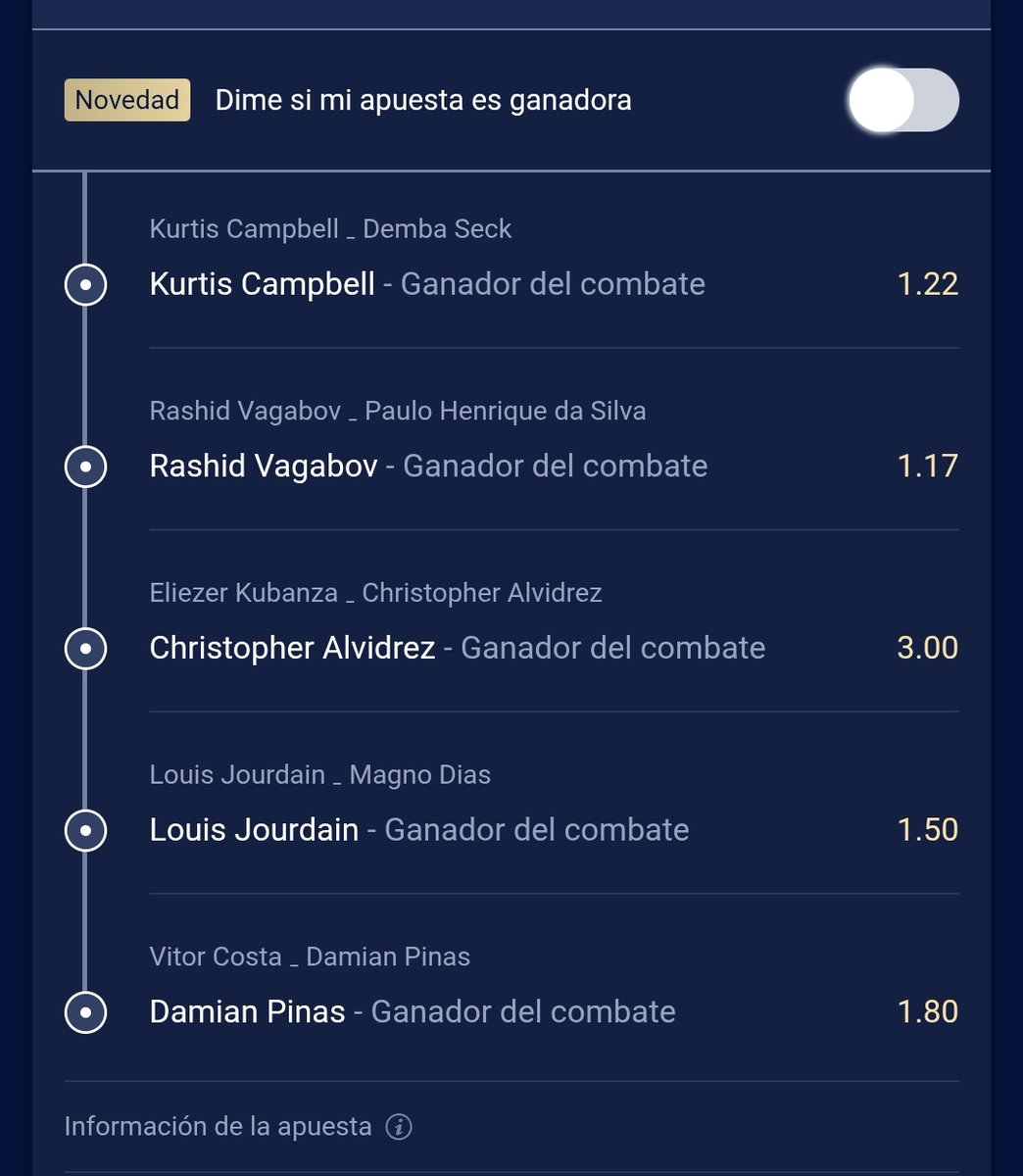 toyenUFC's tweet image. Pues nada mal el #DWCSweek8
Plenazo con un gran underdog y cuota 11 en el bolsillo! 🔥👌
La única duda es si le dará contrato a Vagabov, yo le daría una oportunidad.
#DWCSHBOMAX #DWCS