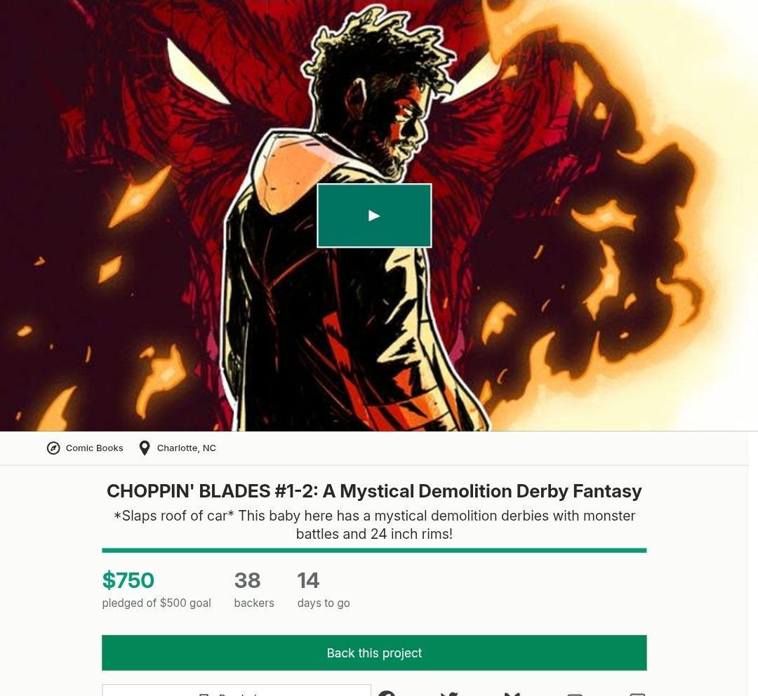damienbecton's tweet image. CHOPPIN BLADES #1-2 🚘 🗡 has #justlaunched and now #JustFunded on @KickstarterRead! We&apos;re only TWO backers away from 40!

Can we count on YOU to help us reach our next goal and pledge for the next great #fantasy #comicbooks? Link in the comments!