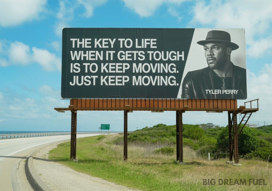 "The key to life when it gets tough is to keep moving. Just keep moving." - Tyler Perry, American actor