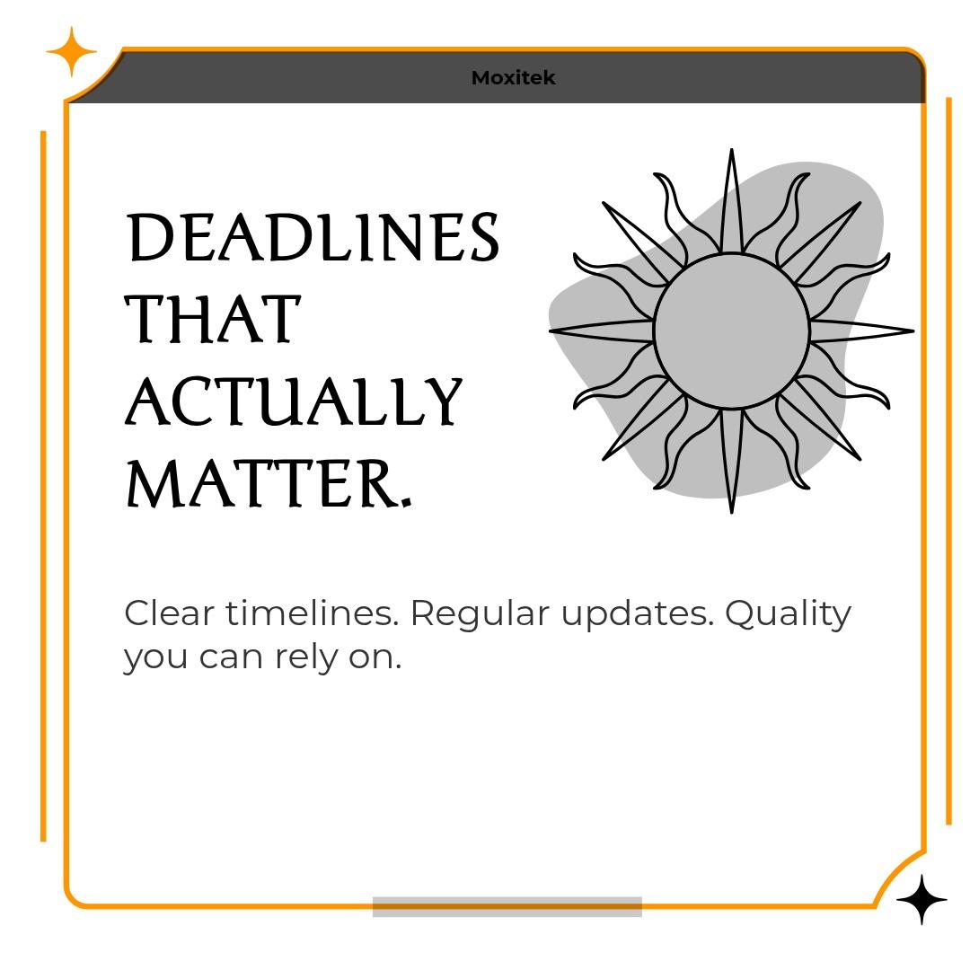 Moxitek2016's tweet photo. No delays.
Moxitek delivers web design, graphic design & SEO projects on time.
Precision & quality.
Visit https://t.co/uasu04Ic4q
#webdesign #graphicdesign #SEO #projectmanagement #timelydelivery #Moxitek https://t.co/rjaFaytkxZ