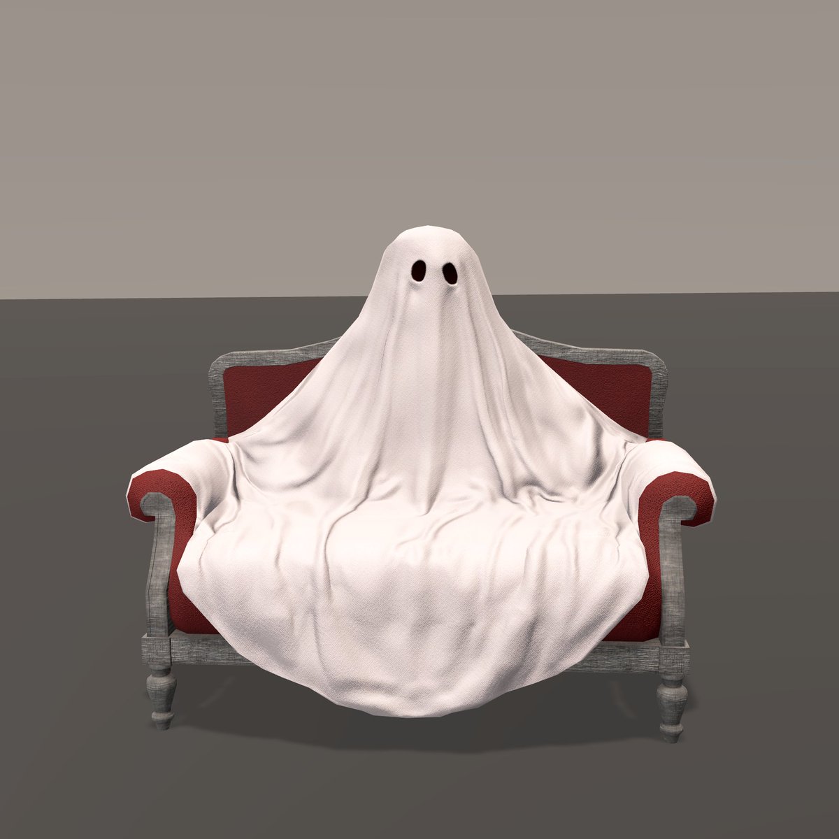 ikameshi_vr's tweet image. 脚追加したら最終3460ポリになっちまったｗ
まぁ許容範囲だな🦑👻
布感はテクスチャですますに限るな🦑✨️

おばけのソファ～👻
#VRChat #cluster